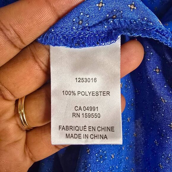 Maison d’Amélie Paris Floral Ruffle Blouse Women's Size Small Blue Long Sleeve - Picture 8 of 16